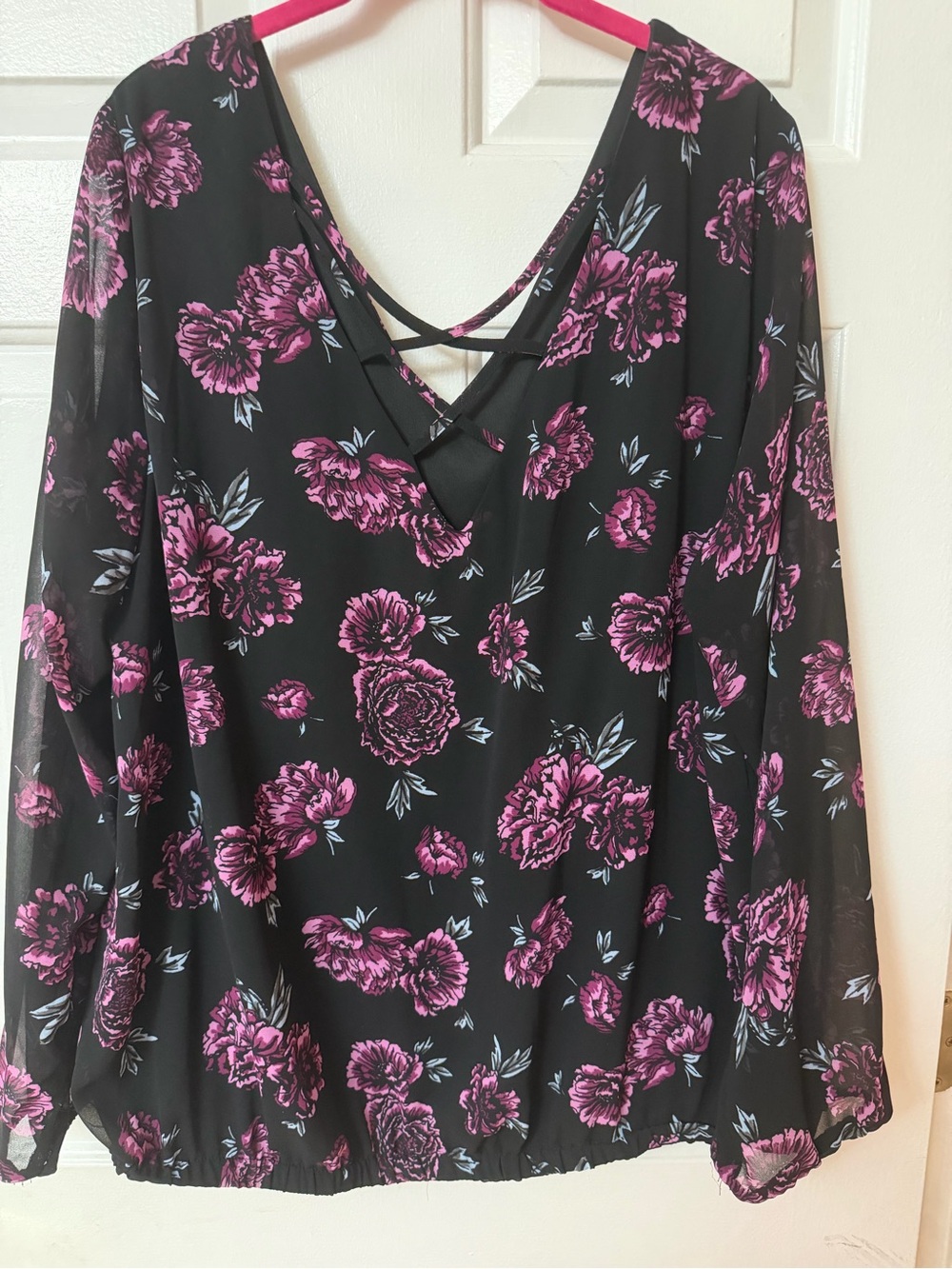 torrid Black Top with Pink Floral Accents